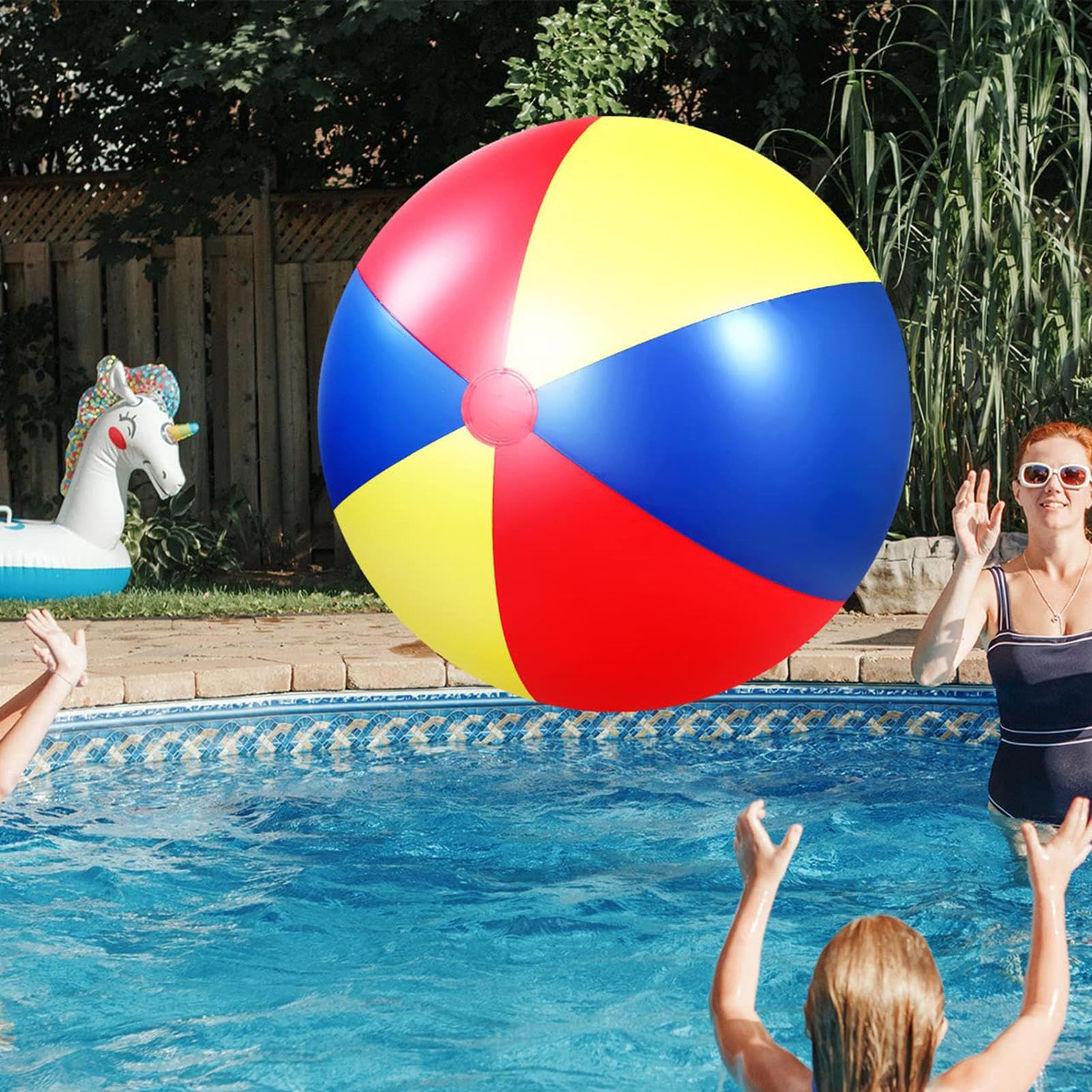 Strandball Aufblasbar Gross – Bunter Regenbogen Pool Ball Aus PVC, Leichtes Sommer Wasserspielzeug, Robuste Verarbeitung | Spielspass Fuer Kleinkinder Kinder Sommer Spiel Pool Garten Outdoor