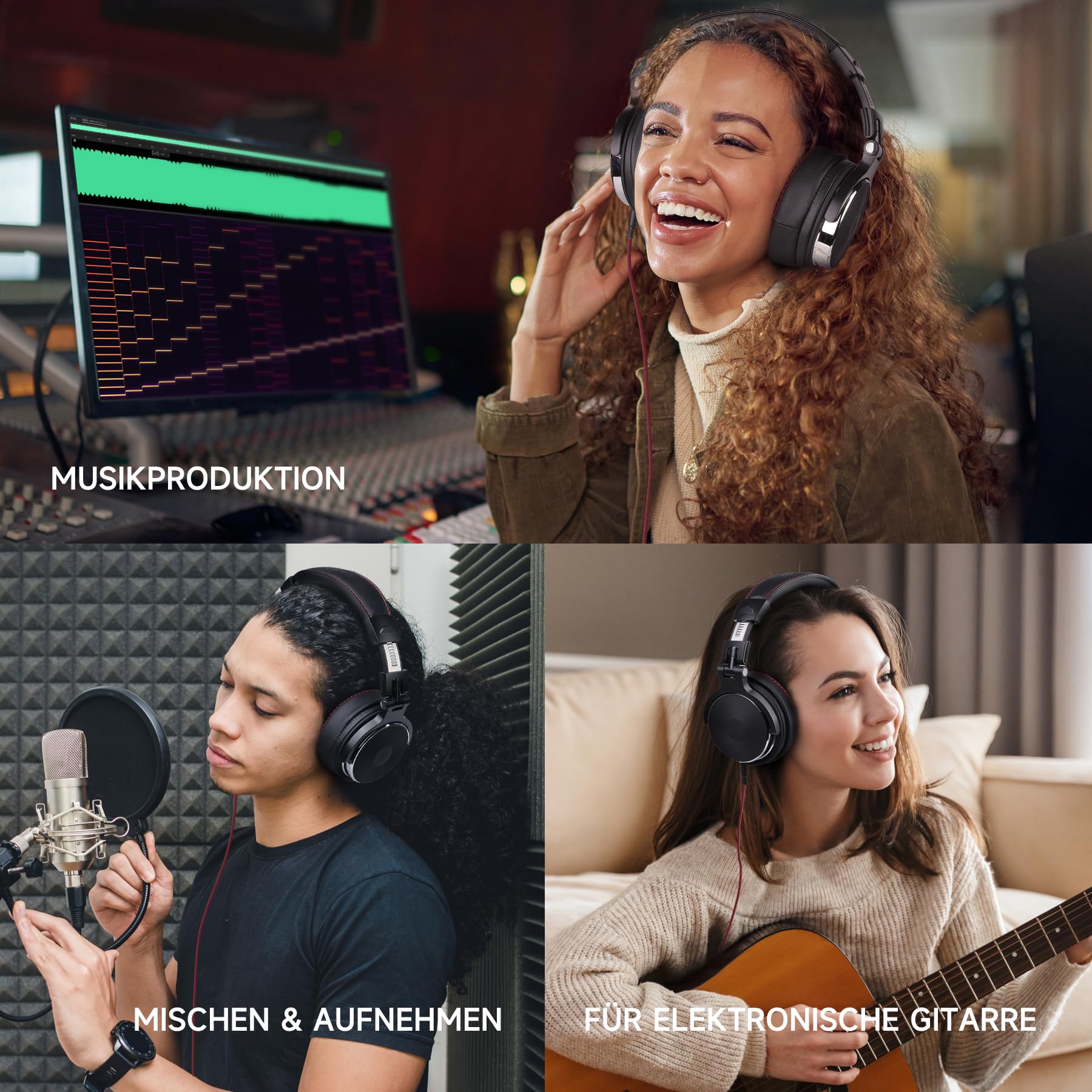 OneOdio Pro 50 Over-Ear Studiokopfhörer [Hi-Res Audio, 50mm Treiber] – Professionelle DJ Kopfhörer mit Kabel (3,5mm & 6,35mm), SharePort, Memory-Protein Ohrmuscheln für Podcast, PC, PS4, Smartphone