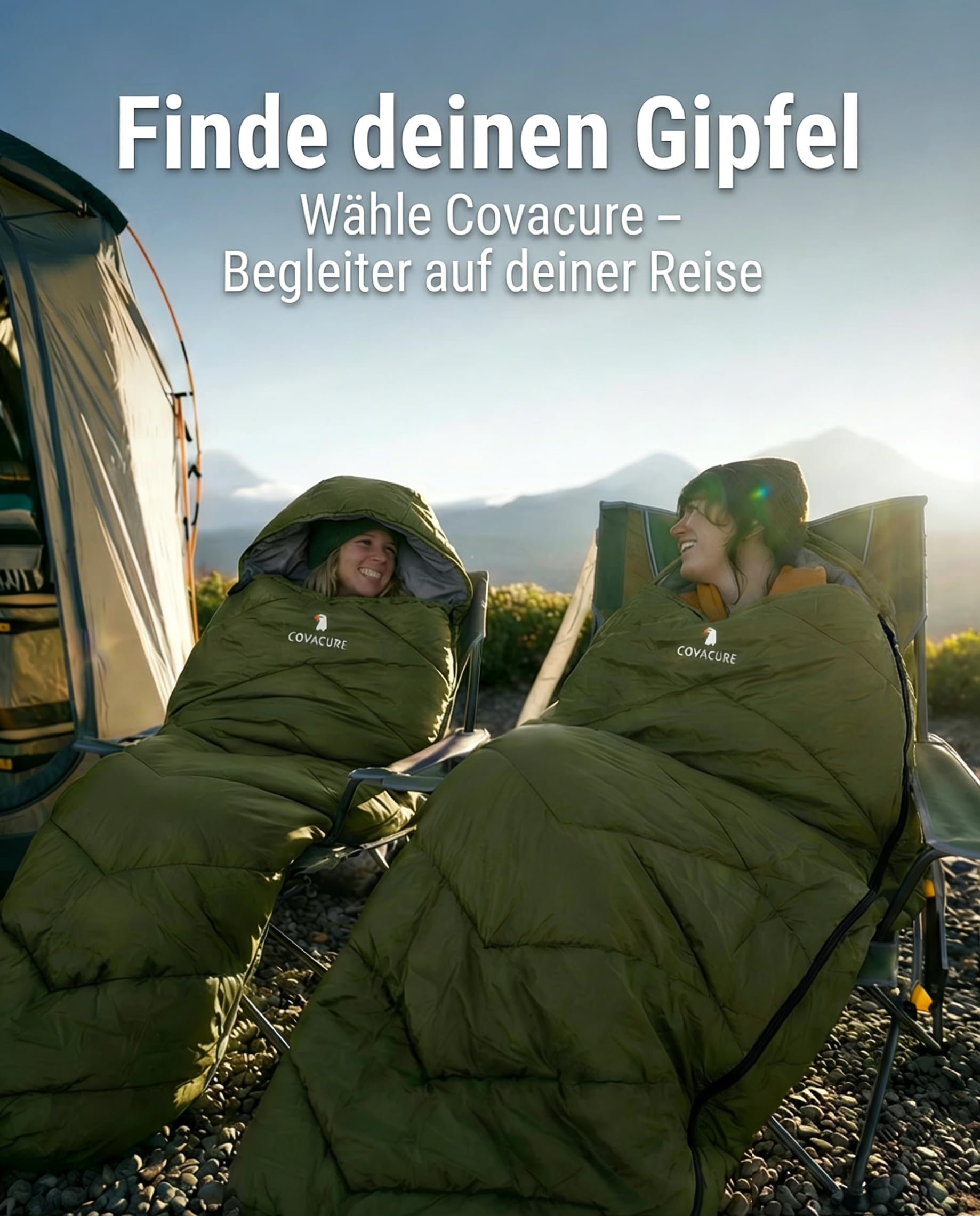 COVACURE Schlafsack Camping – Ultraleichter Sommerschlafsack und Deckenschlafsack, 3 Jahreszeiten Sleeping Bag für Kinder und Erwachsene, kleines Packmaß, 220 x 80 cm