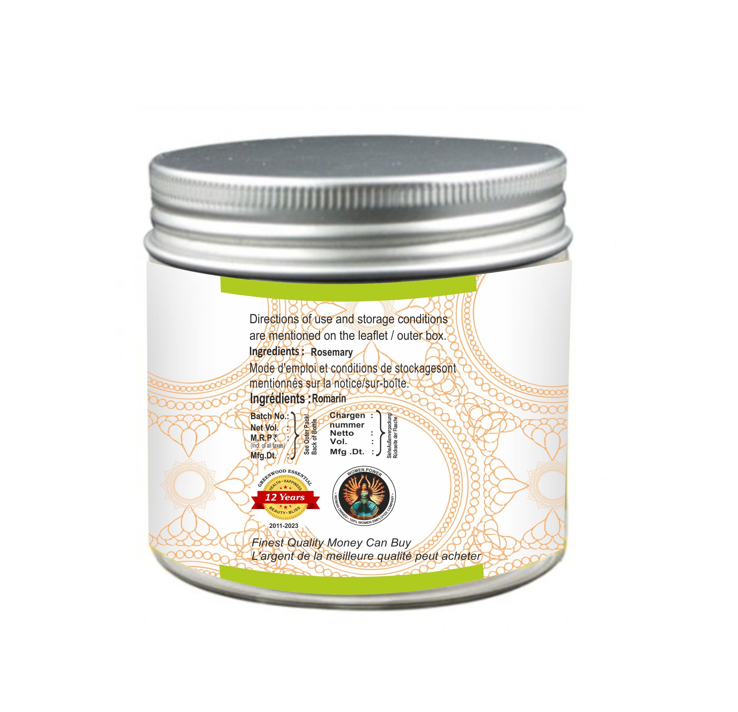 Greenwood Essential Pure Rosemary Powder (Rosmarinus officinalis) Organic Certified 100% Natural Therapeutic Grade 200gm (7.05 oz) 1