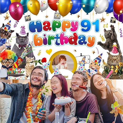 Vista 77 de Cartel personalizado de decoración de cumpleaños 91 con temática de castillo y princesa, pancarta de tela personalizada para suministros de fiesta