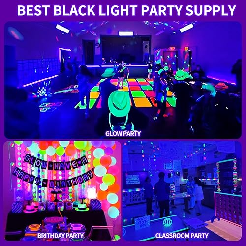 Miniatura 5 de Barra de luz negra de 120 W, luz negra IP66 con enchufe+interruptor+cable de 6 pies, luz negra impermeable con 100 LED, luz negra para fiesta