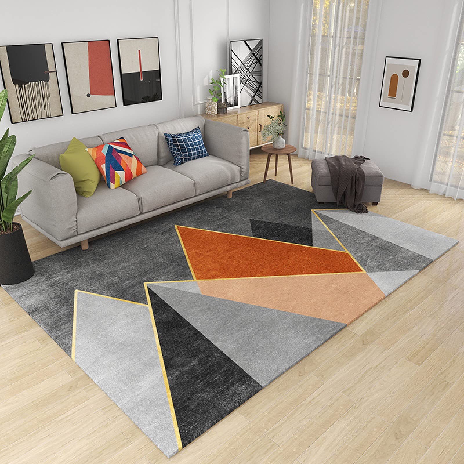 Tapis géométrique pour chambre à coucher petit tapis de cuisine lavable 80x120