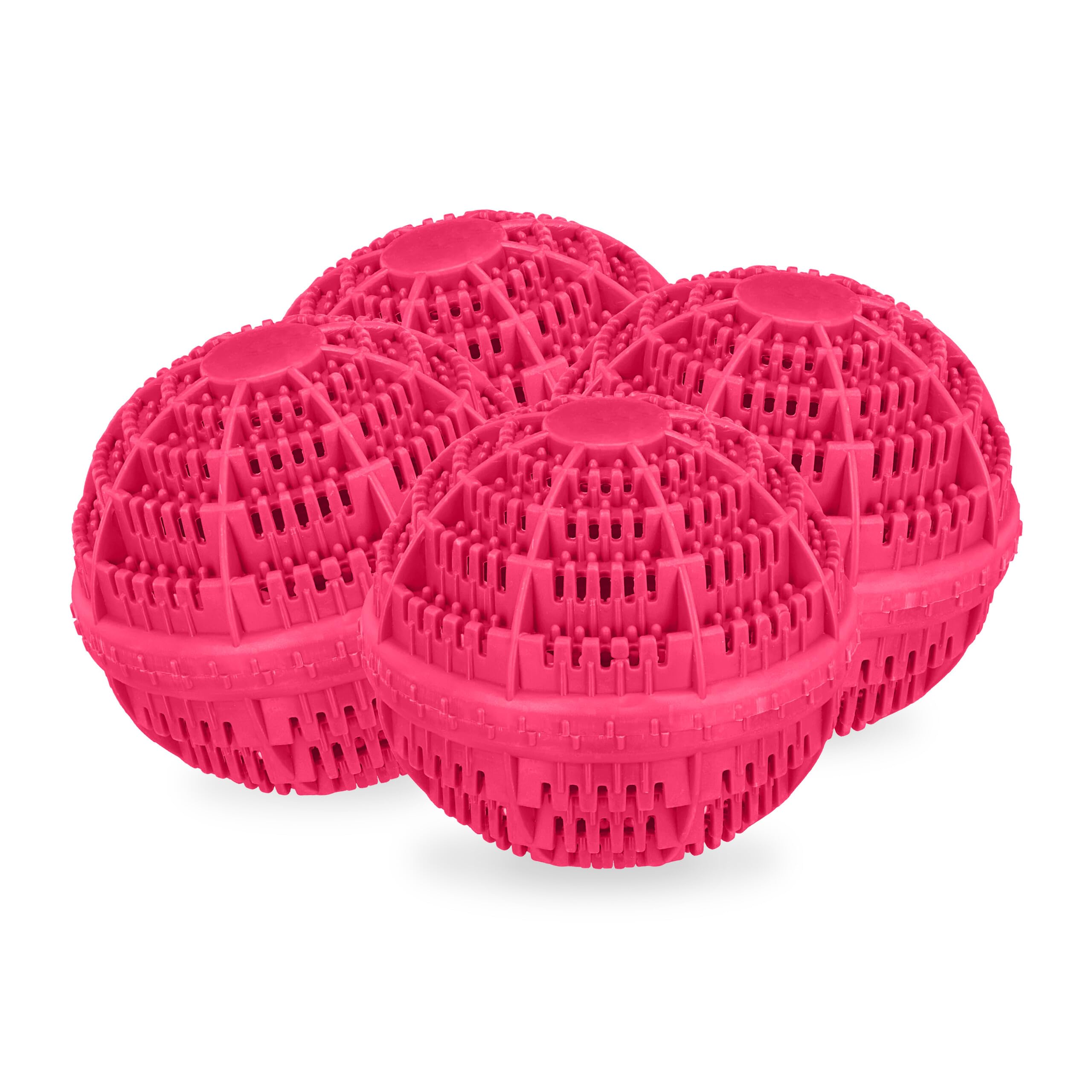 Relaxdays Laundry Ball, Set of 4, for Washing Machine, Washing without Detergent, Eco-friendly, Washing Ball, Pink