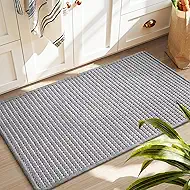 PADOOR Kitchen-Rugs Non Slip Washable, Absorbent Kitchen Mats for Floor, Soft Braided Kitchen-Mat, Farmhouse Kitchen Floor Mat Sink Rugs for Kitchen Floor (Grey, 20"x32")