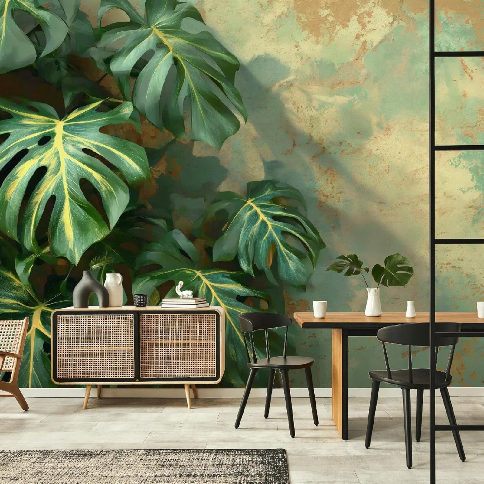 Kfjhgbdshhj 3D Mural Photo Mural-Wallpaper Leaves - For Living Room Bedroom - 3D Effect - Tropical Botanical Nature,300Cmx210cm Poster - Wall Sticker - Frameless Picture