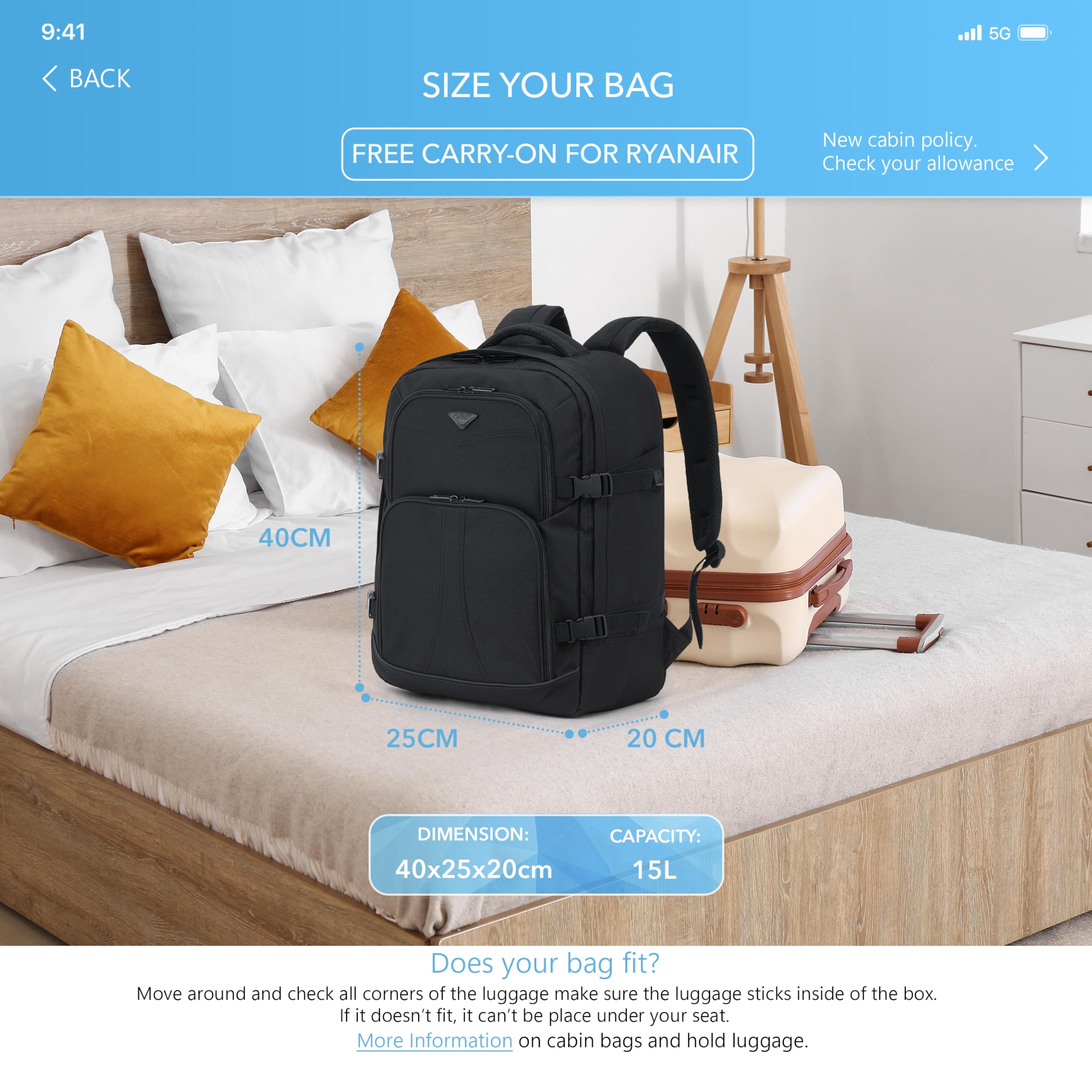 Flight Knight 45x36x20cm easyJet Free Carry On Backpack - Large 30 Liter Bag For Underseat Travelling USB Port Padded Comfortable Backpack - Carry On Luggage For easyJet, Ryanair, BA, Jet2 & More!