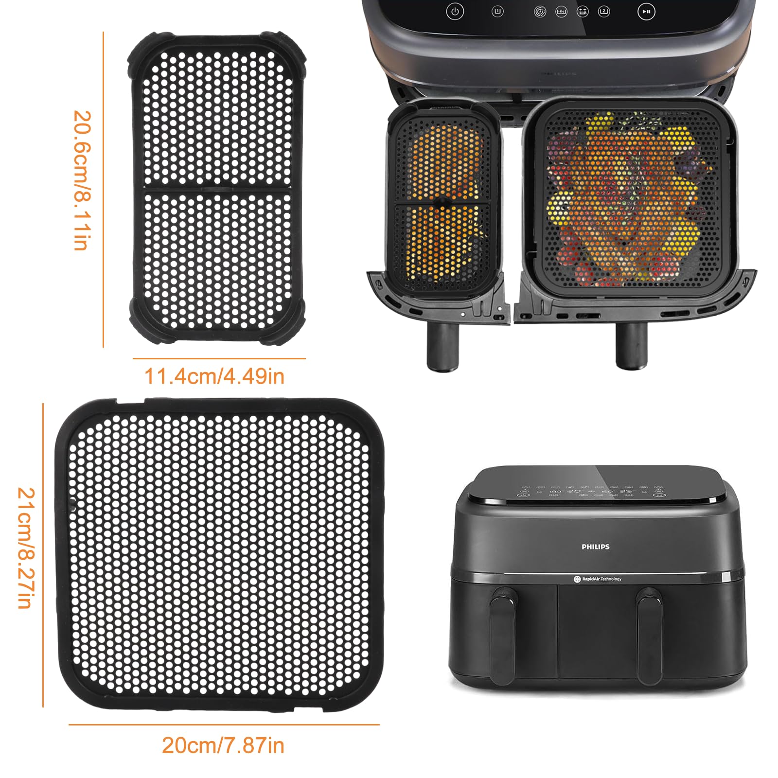 Inserts Carrés Pour Friteuse À Air Chaud,Accessoires Carrés Pour