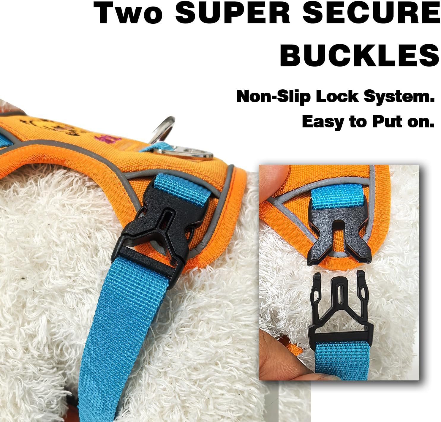 Embroidered Custom Dog Harness with Name and Phone Number, No Pull Heavy Duty Personalized Dog Harness Pet Vest to Prevent Tugging, Pulling, or Choking, Training and Walking (Orange, S)