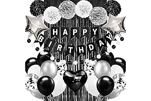 Birthday Decorations in Black and White Silver