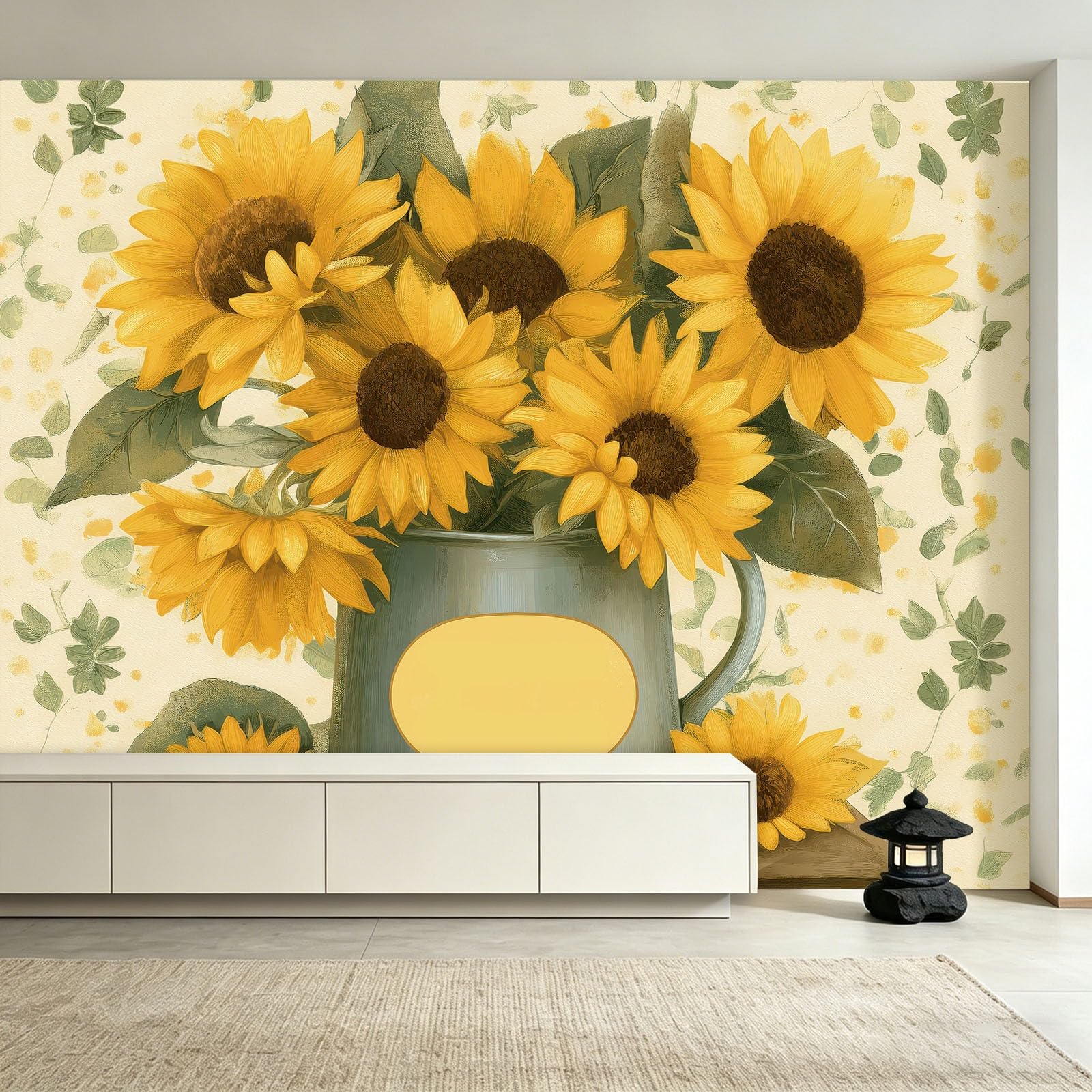 Générique Tapeta z włókniny wiejskiej 200 x 140 cm, słonecznik kwiaty panoramiczne zdjęcie, łatwa do zainstalowania dekoracja ścienna do salonu, sypialni, kuchni
