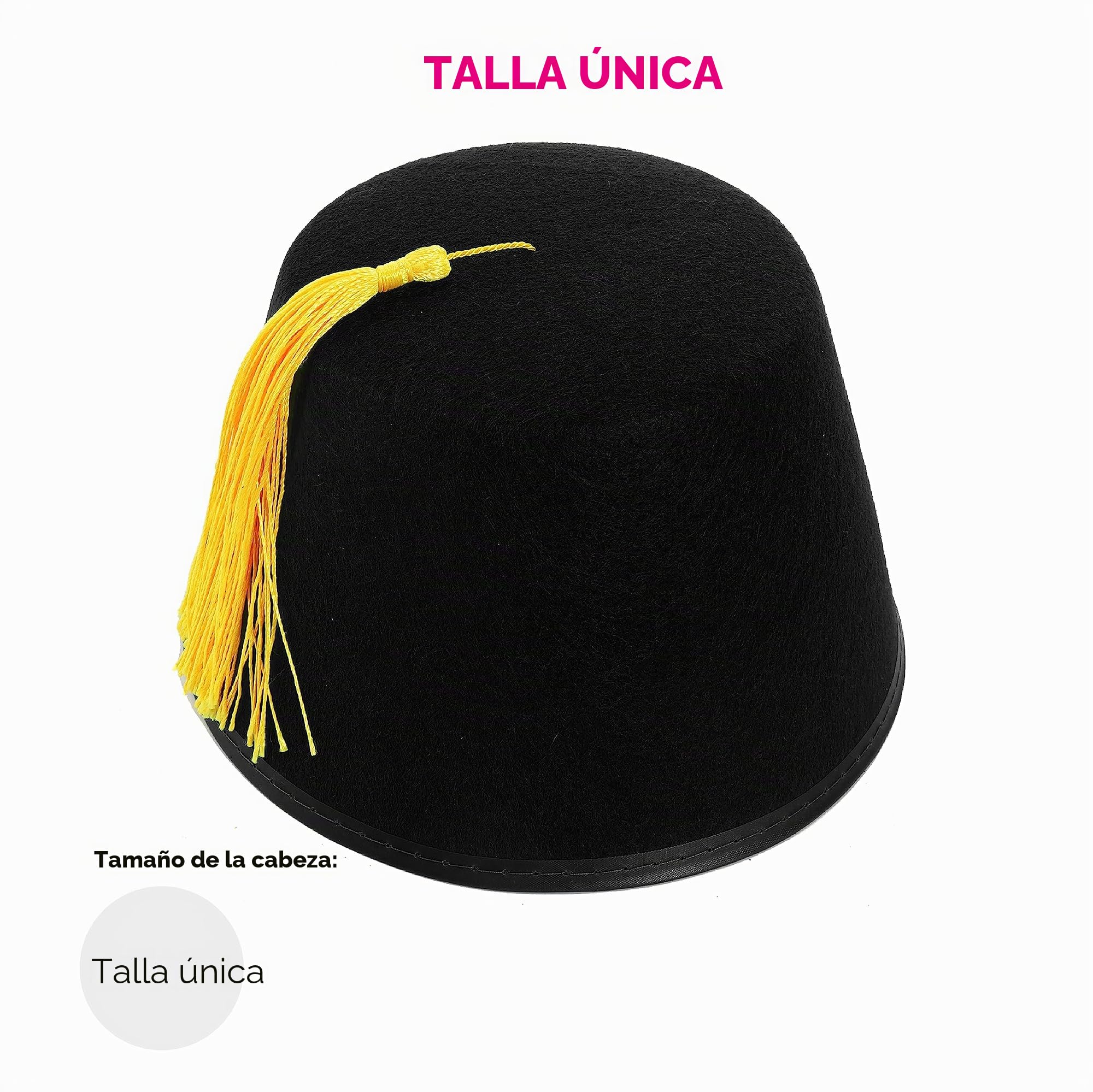 Sombrero negro Fez – Sombrero negro Fez con una borla dorada en la parte superior – perfecto para películas, televisión o disfraces religiosos y otros eventos de disfraces