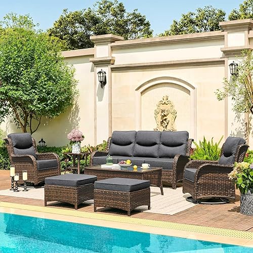 Luxury Patio Furniture Set with 6-inch Thick Cushion Outdoor Couch