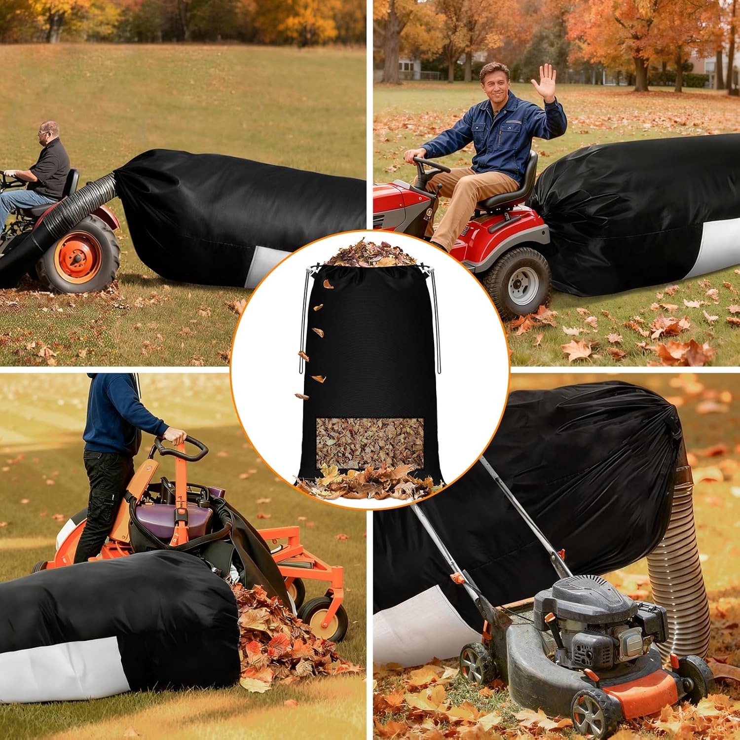 2025 New Large Lawn Tractor Leaf Bag - Grass Catcher Bag, 79x52 Inch Leaf Bag with Extra Large Capacity for Fast Leaf Collection, Heavy Duty Materials Fits for Most Riding Lawn Mowers