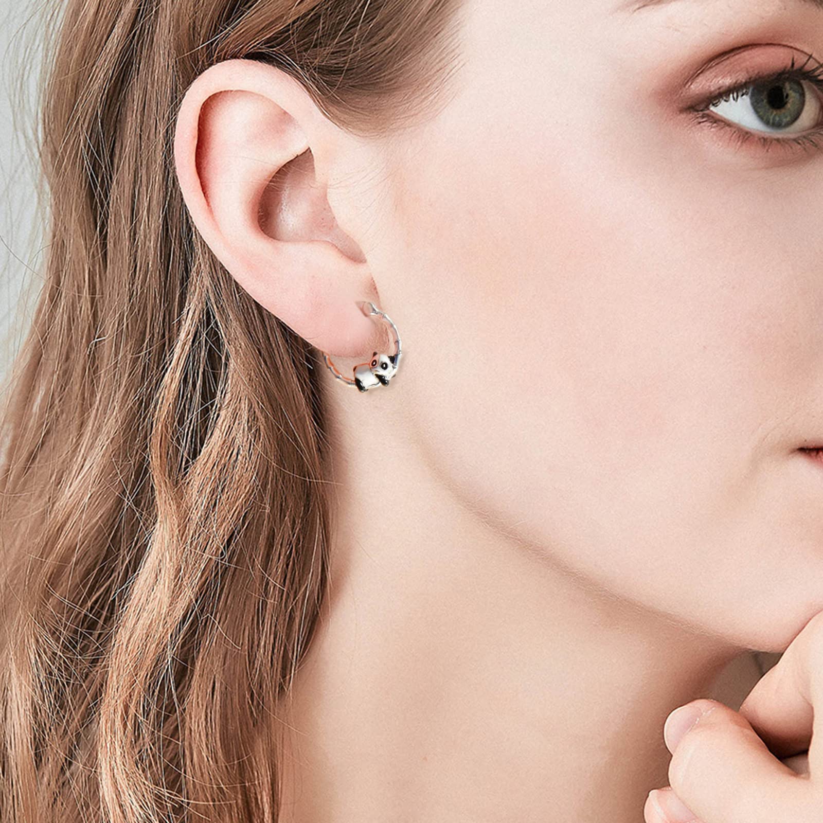 Boucles d'oreilles Panda Licorne Paresseux pour Filles - Qings Argent Sterling 925 Boucles d'oreilles Petite Creoles Animaux Hypoallergéniques Mignon Sloth Unicorn Panda Bijoux Cadeau d'Anniversaire