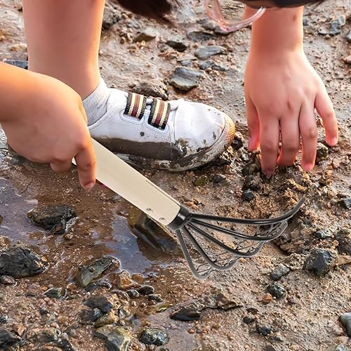 Miniatura 5 de DOITOOL Rastrillo con red de malla de 10 pulgadas con mango de madera para excavar almejas rastrillo para excavar mariscos