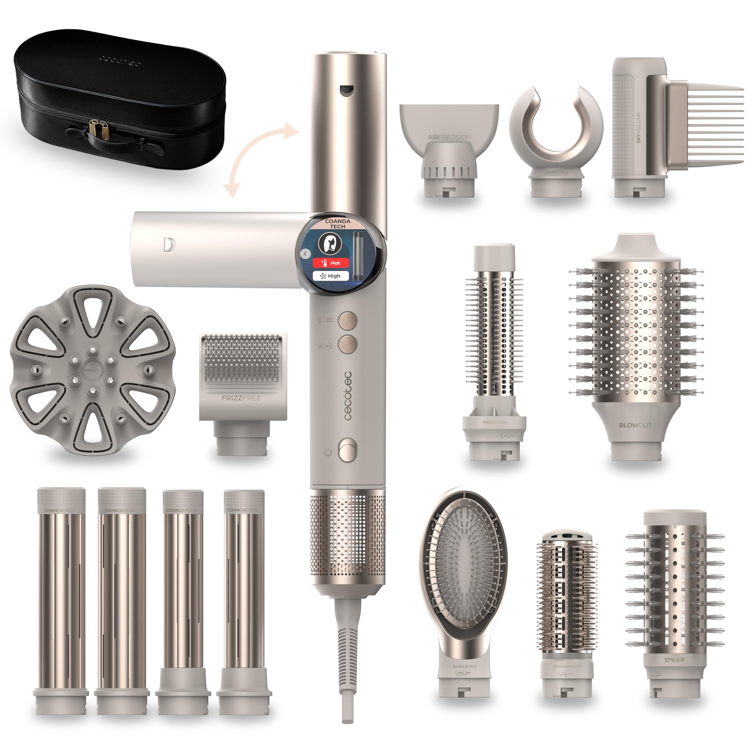 Cecotec AirGlisse 14in1 Flex Cepillo de Aire Moldeador Multifunción 1400W 110000RPM Motor Brushless