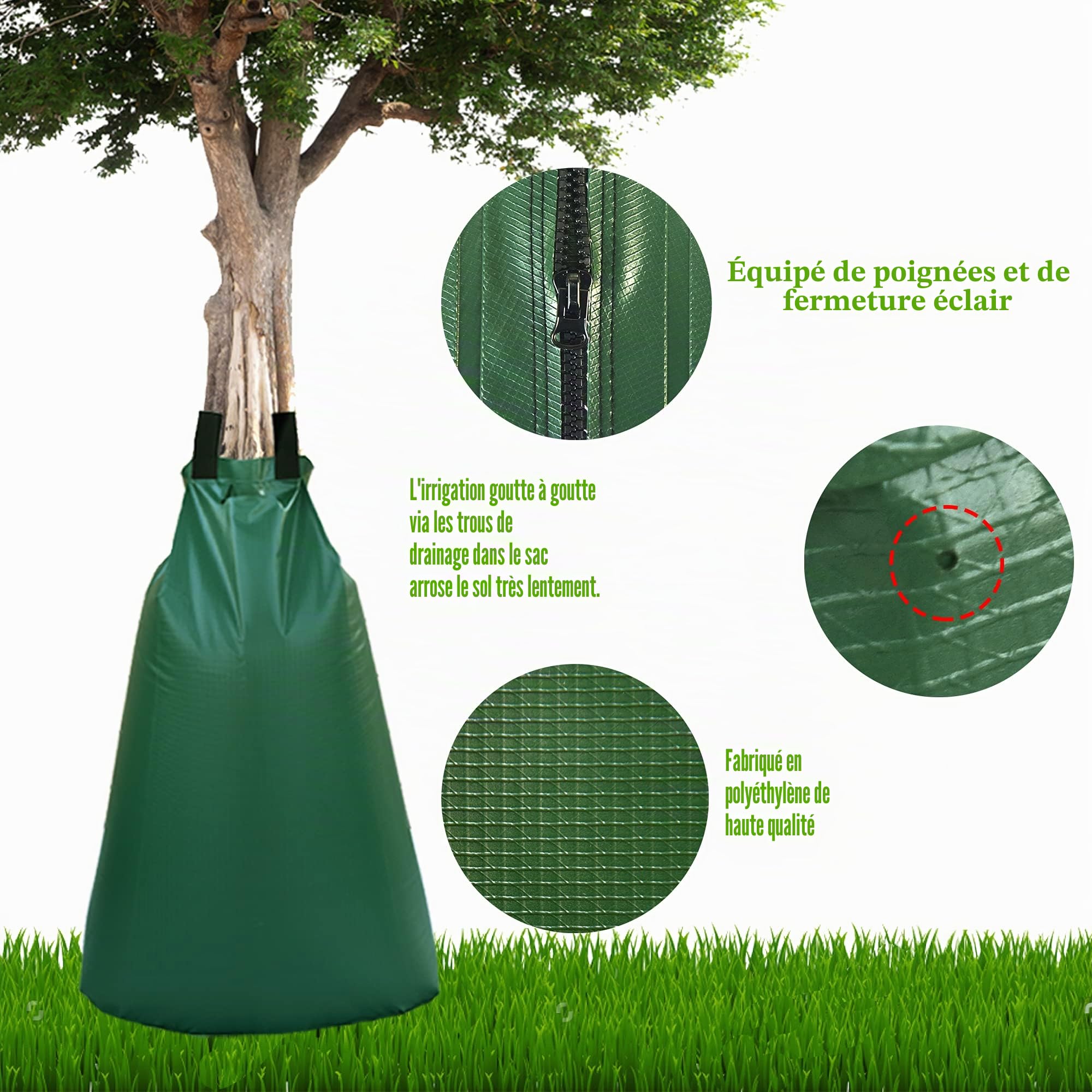 5 x Sac d’Irrigation, Sac d'Arrosage pour Arbres 75 litres, Système d'arrosage des arbres, Sacs pour Arbres pour I'irrigation (Pas de compte-gouttes), 5 Pièces