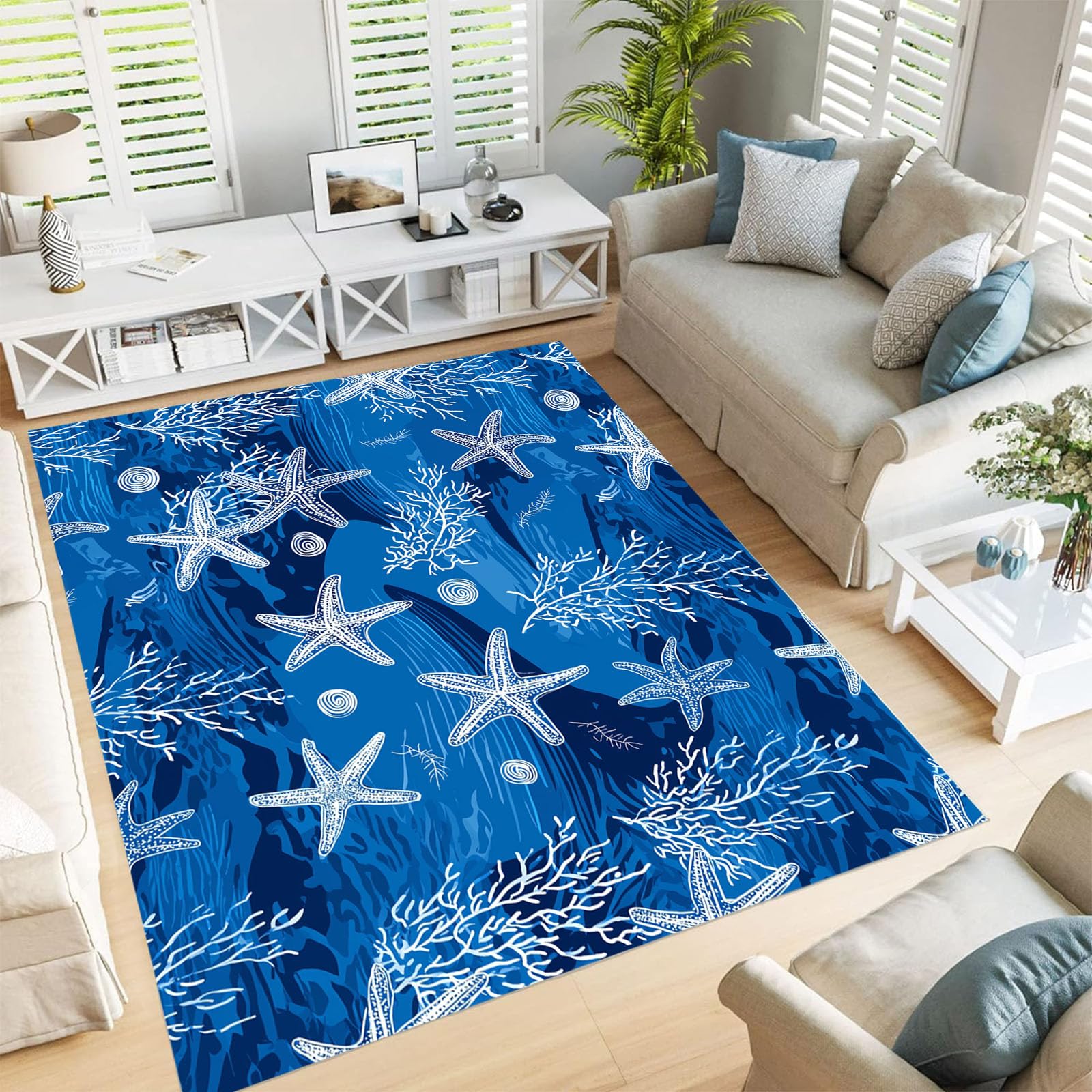 Tapis moquette de chambre facile à nettoyer motif étoile de mer