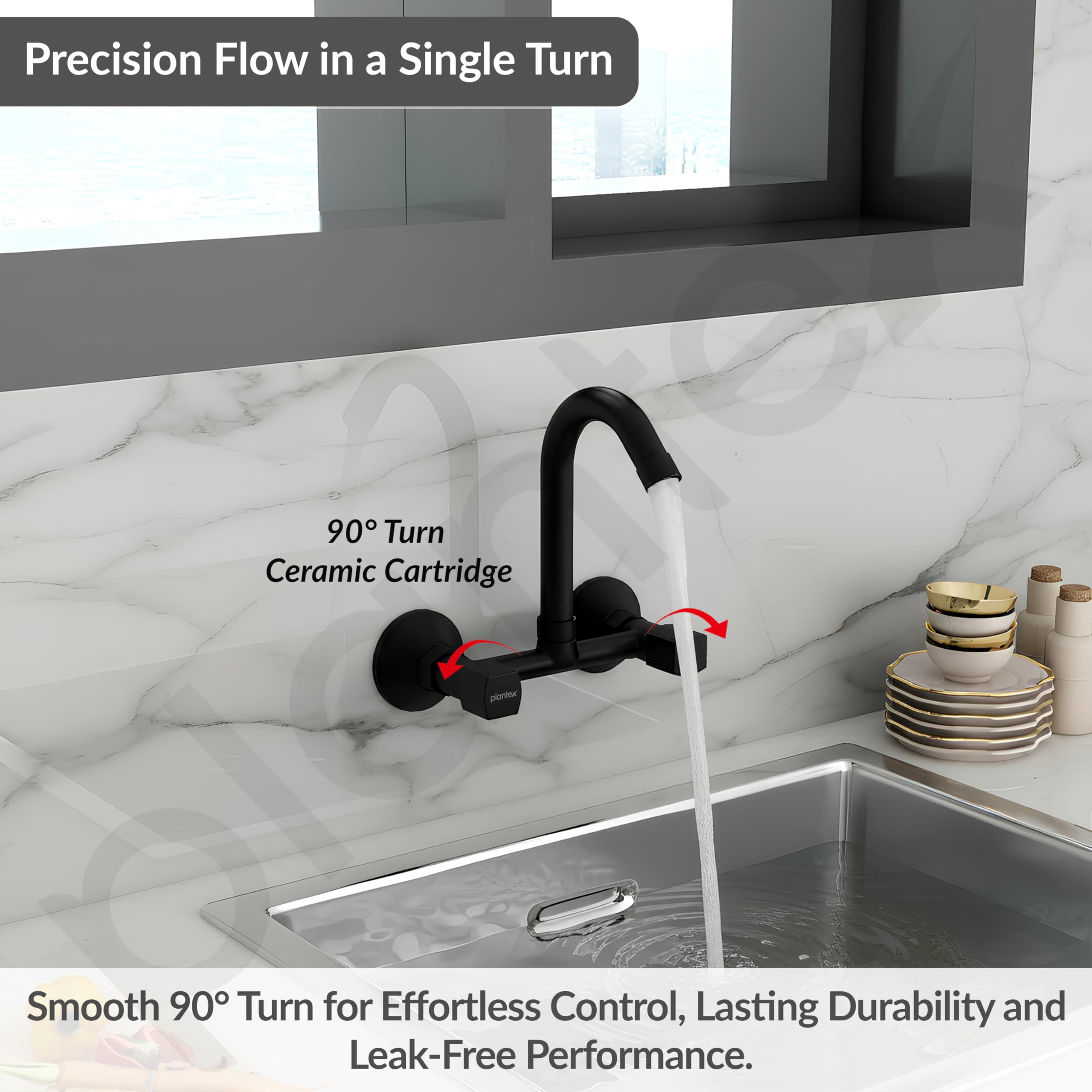 Plantex Black Sink Mixer Tap - 360° Swivel & FREE SHIPPING -7