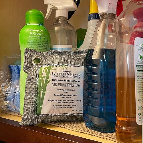 Miniatura 5 de Scentennials Bolsa purificadora de aire de carbón de bambú, bolsas de carbón activado, absorbente de olores, absorbente de humedad, ambientador