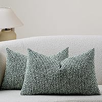 Vista 10 de Juego de 2 fundas de almohada a rayas de 12 x 20 pulgadas, color azul texturizado, boucle chic Morden bohemio acento rústico rectangular lumbar