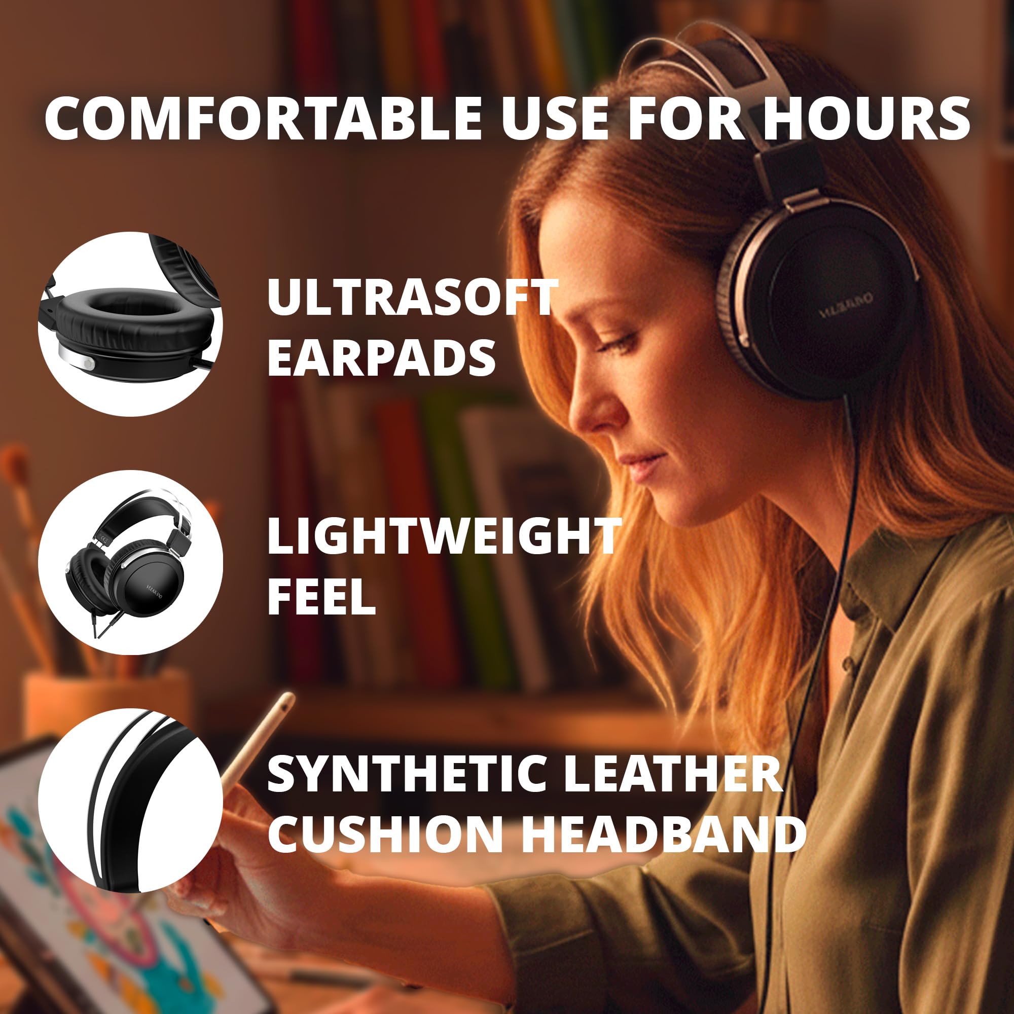 VULKKANO HC10 Turia Cuffie Over-Ear per Studio e DJ con Driver da 50 mm, Suono Neutro e Preciso, Cavo Rimovibile da 1,5 m, Impedenza di 32 Ohm, Risposta in Frequenza da 20 Hz a 20 kHz