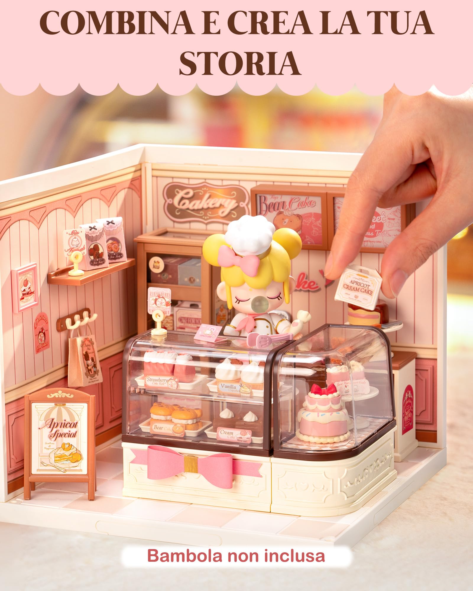 Rolife Super Creator Model Kits Dollhouse, Kit Casa in Miniatura Fai da te Con Luce, Adatto Per la Decorazione Della Scrivania di Casa, Regalo di Compleanno di Natale per Adulti (Tasty Cake Shop)