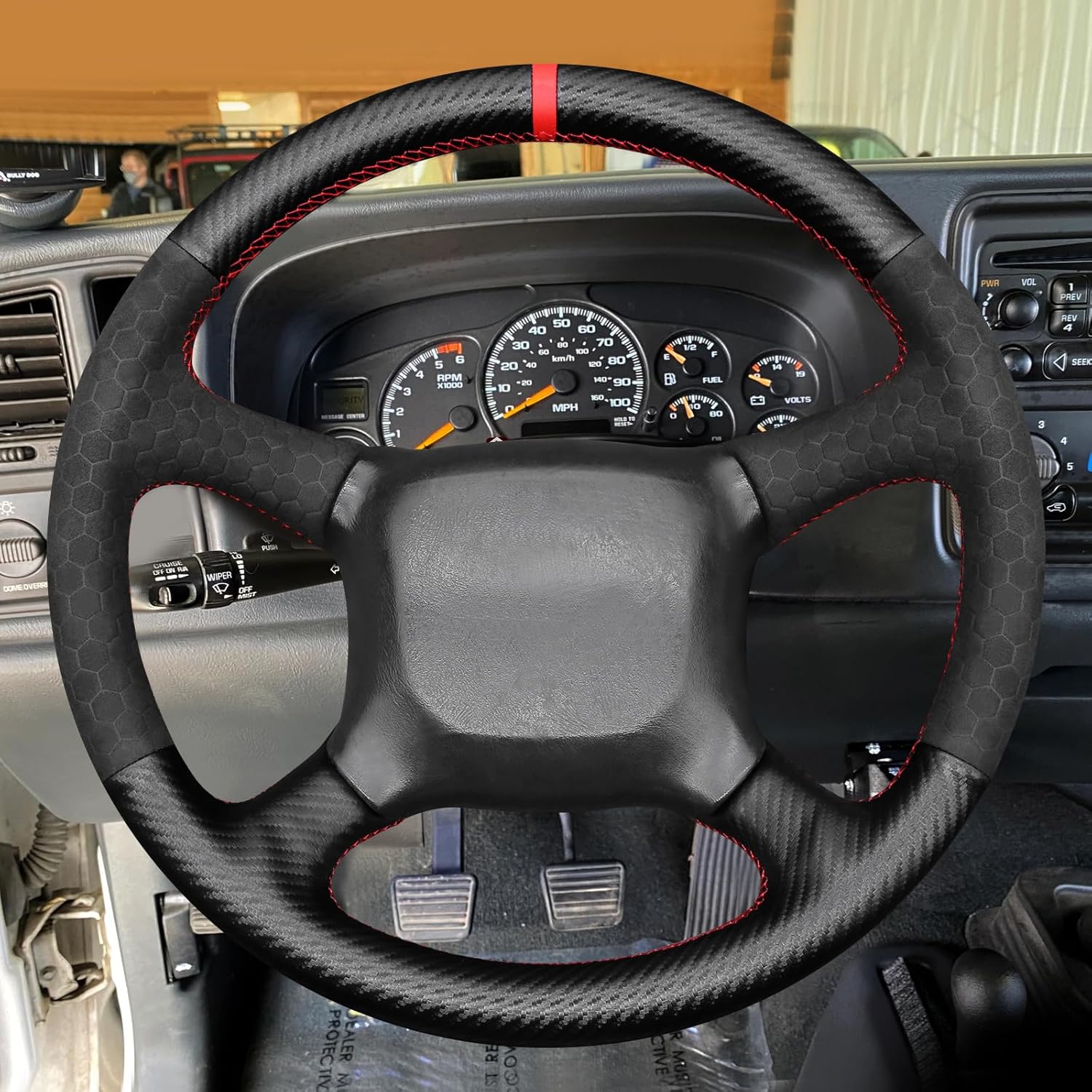 MEWANT Steering Wheel Cover Compatible with (Chevy) Silverado 1500/2500/3500 1999-2002 / Astro/Blazer/C/K 1500 Series/Kodiak/S-10 S10 / Suburban/Tahoe 1998-2002