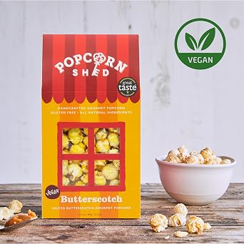 Popcorn Shed Butterscotch Gourmet Popcorn (1 x 80g) - Vegan Salted Butterscotch Gourmet Popcorn, Easy & Low Calorie Snack, Perfect for Parties, Movie Nights & Gifting