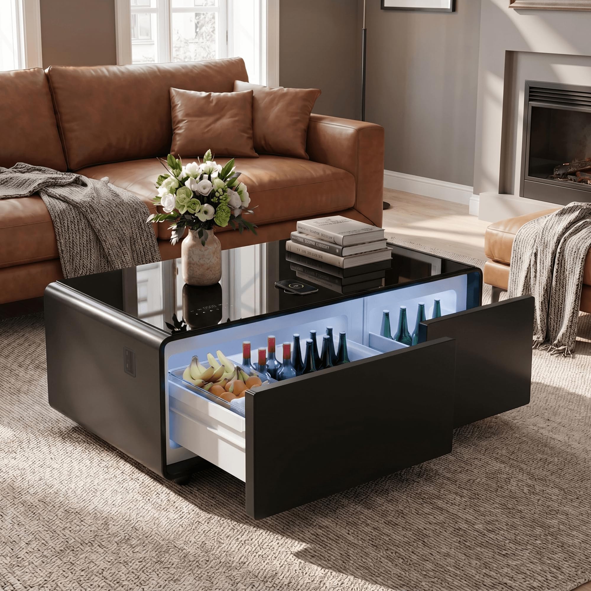 Amazon.com: Smart Coffee Table with 93L Fridge Drawers, Speaker
