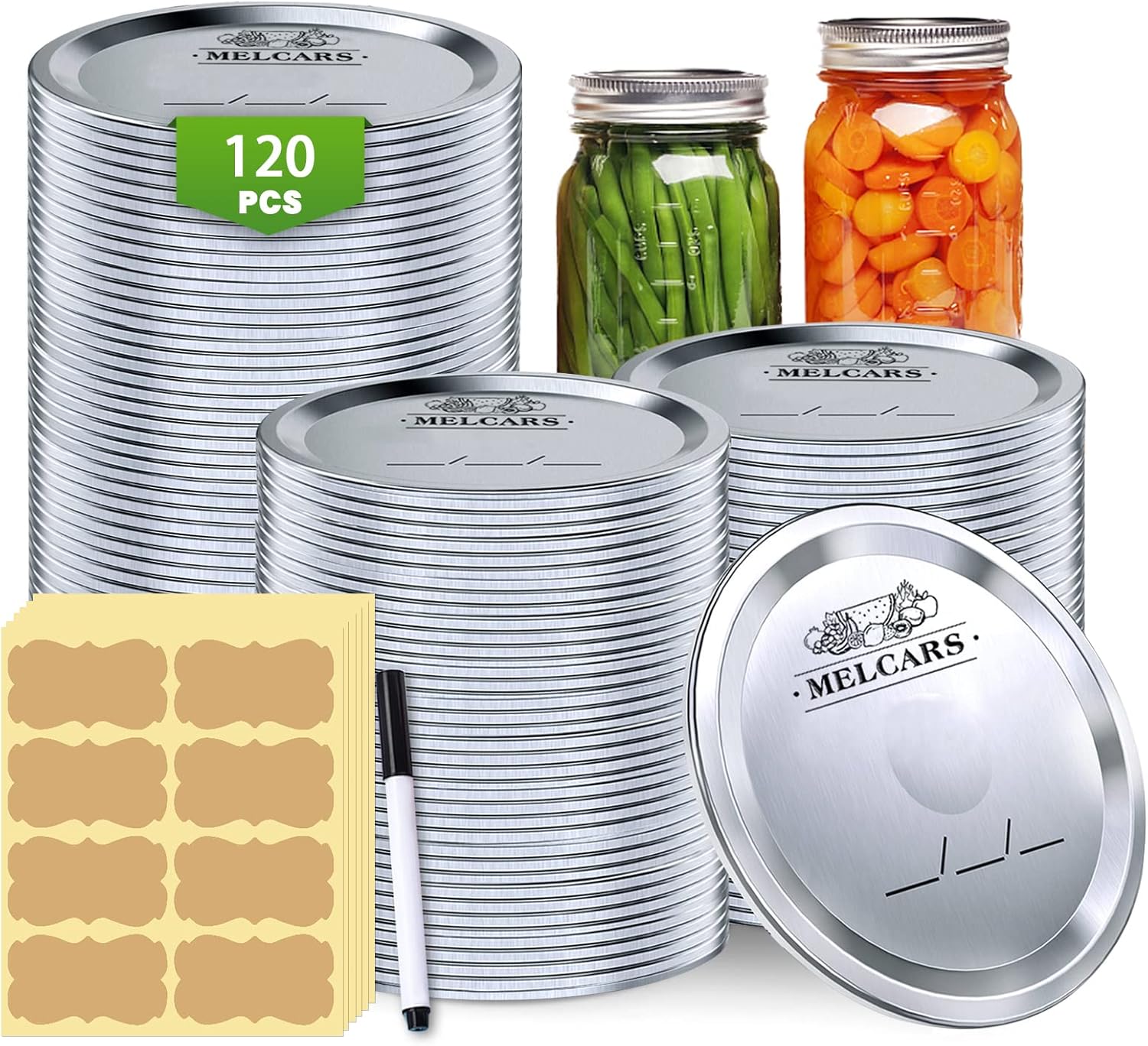 Regular Mouth Canning Lids for Ball, Kerr Jars, 120 Count Mason Jar Lids SplitType
