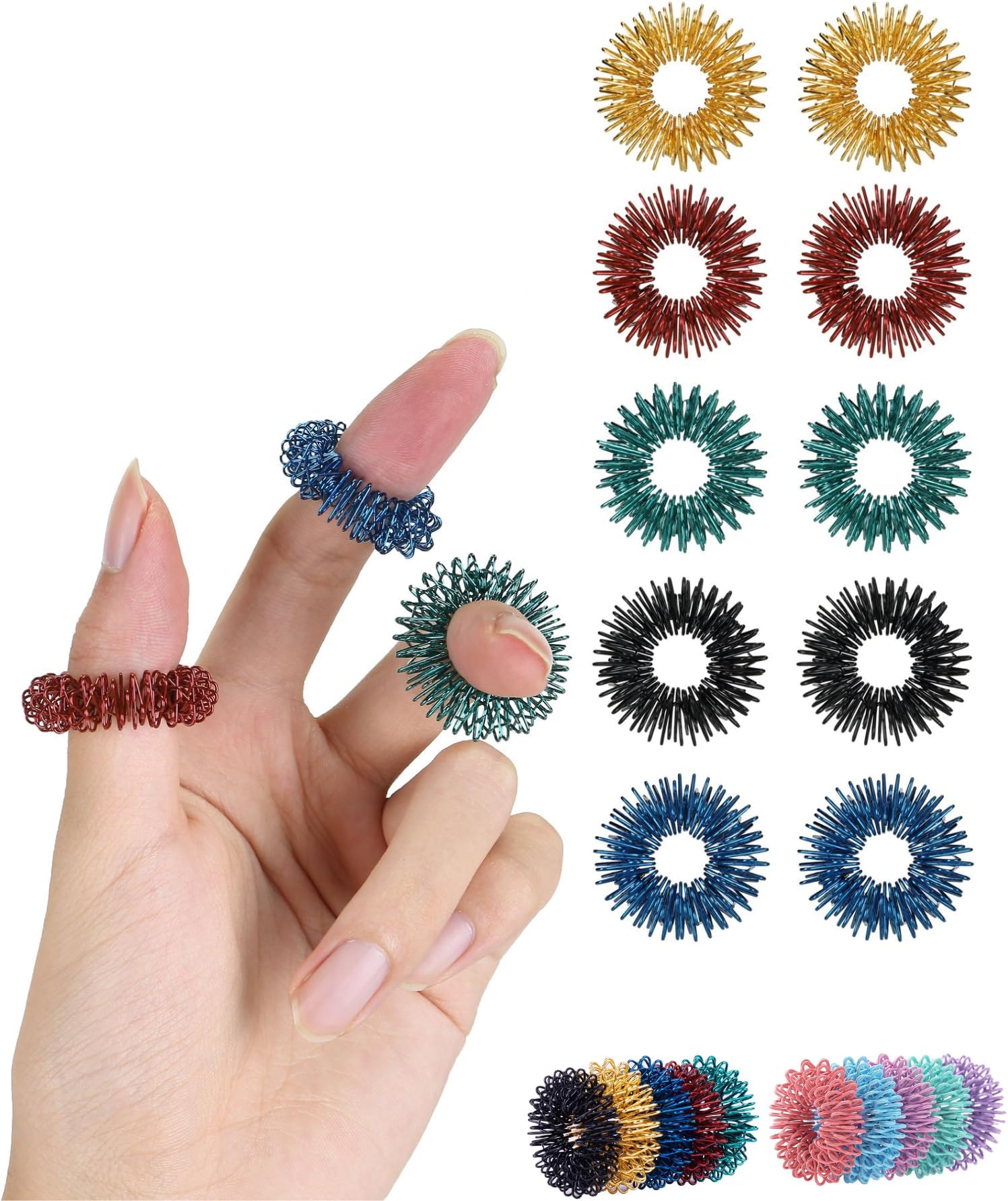 Mr. Pen - Pointed Sensory Rings Pack of 10 Sensory Fidget Toy, Fidget Rings for Anxiety, Stress Rings, Fidget Autism Massager, ADHD, Reducing Ring