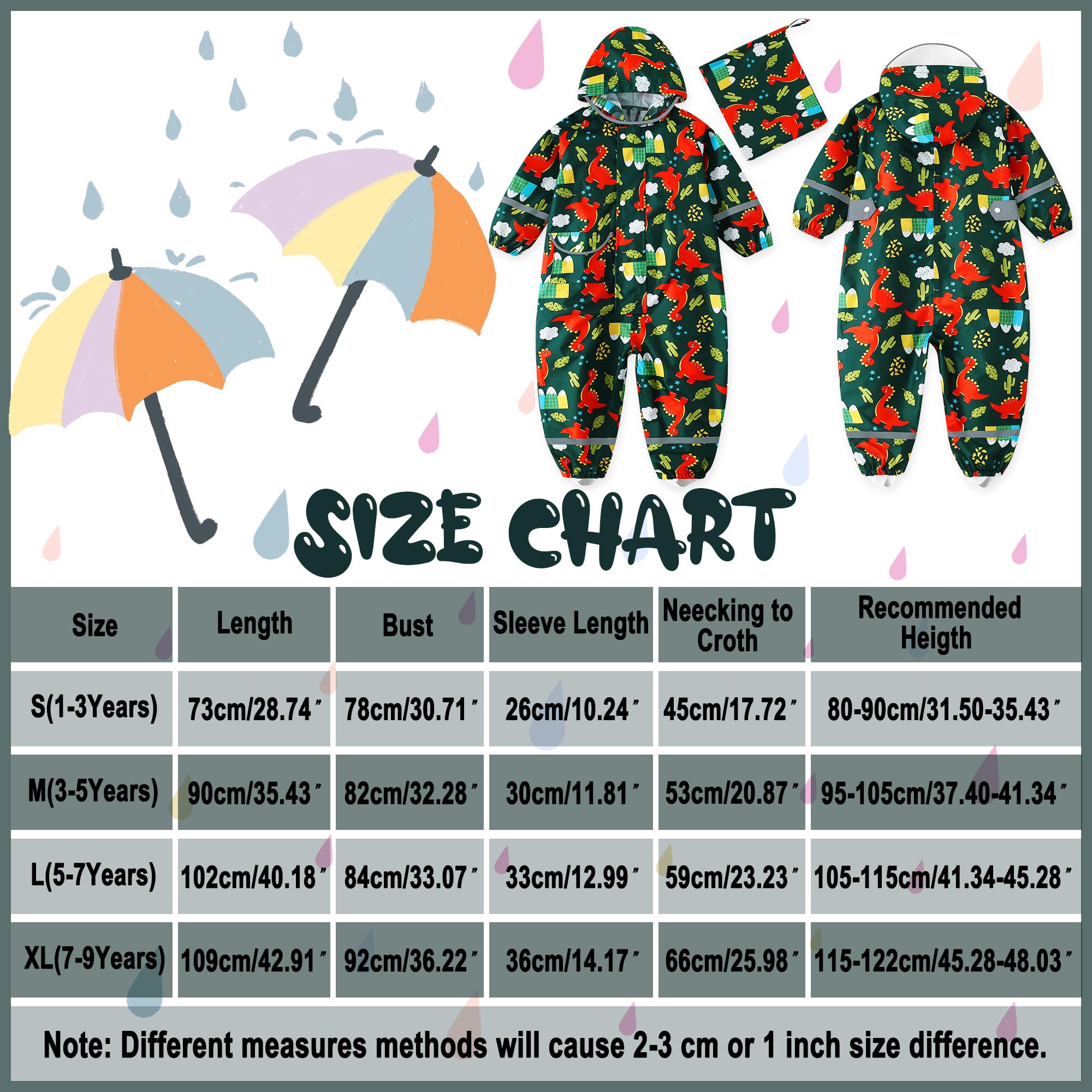 Chubasqueros para Niñas Impermeables Chaquetas Ligero Capa de Lluvia Bebé Encapuchado Mono de Bolsillo Estampados Reflectante Abrigos Impermeable Ropa Niños 1-9 años