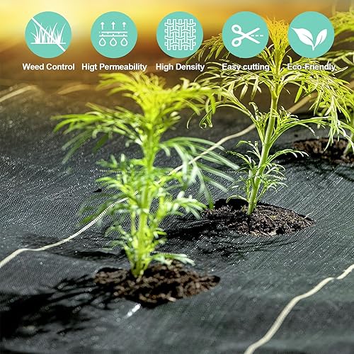 Miniatura 3 de Tela de barrera de malezas de 6 x 50 pies, tela resistente para paisaje, cubierta de suelo, revestimiento duradero para cama de jardín para entrada,