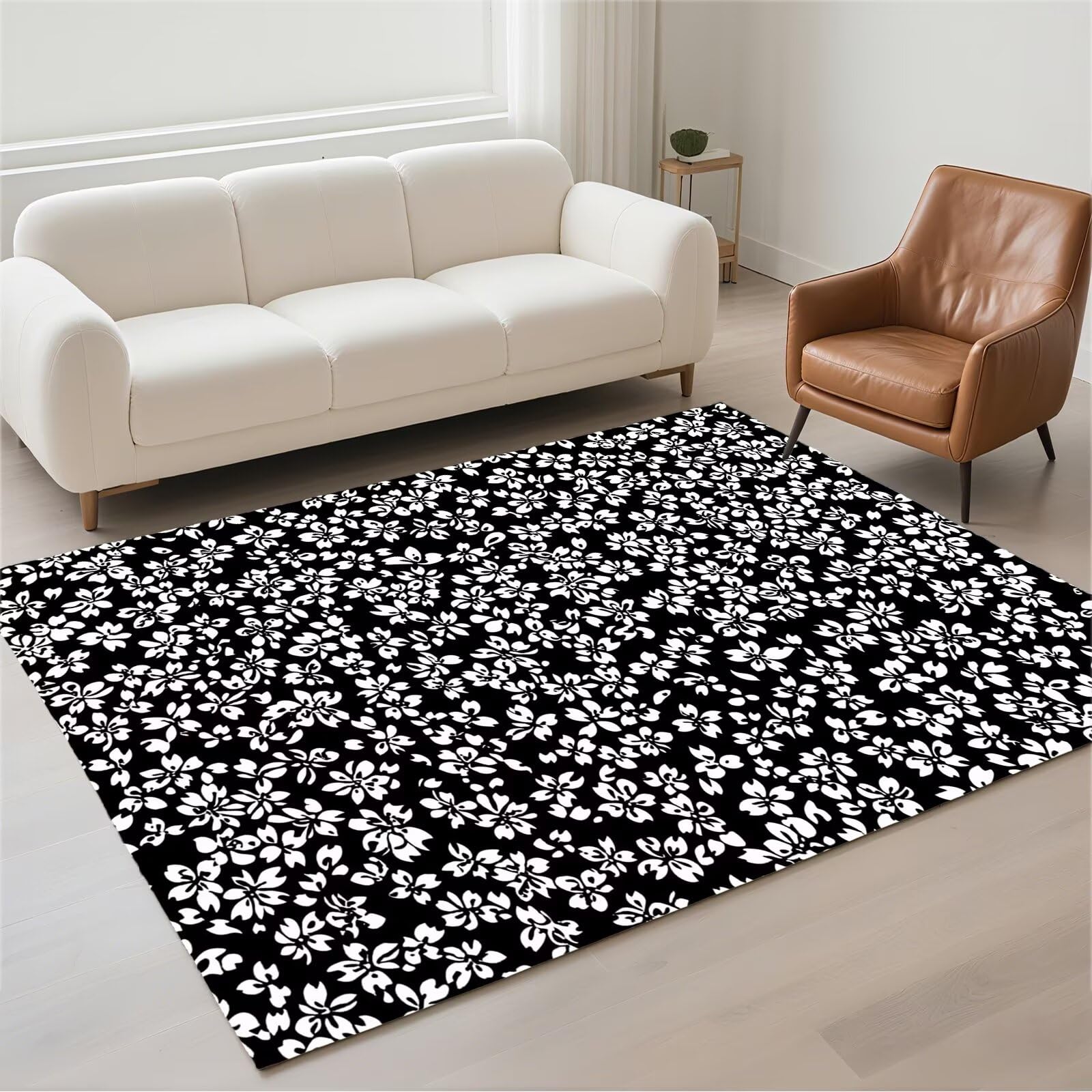 Grand carpet pour salon lavable et grand tapis de couloir noir 80x150 cm antidérapant