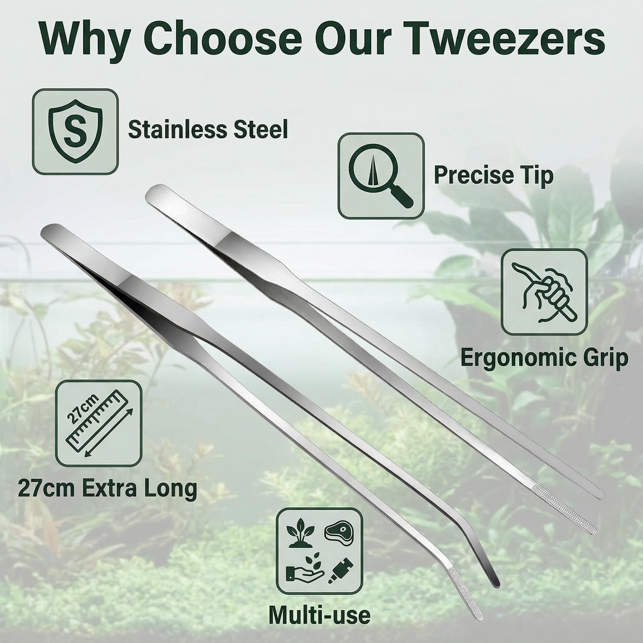 2 Pièces Pince pour Aquarium Incurvée, Pinces en Acier Inoxydable 27cm Longues Droites/Incurvées, Aquarium Aquascaping Kit, pour Lézards, Araignées, Aerpents, Outil D'alimentation pour Aquarium - 4
