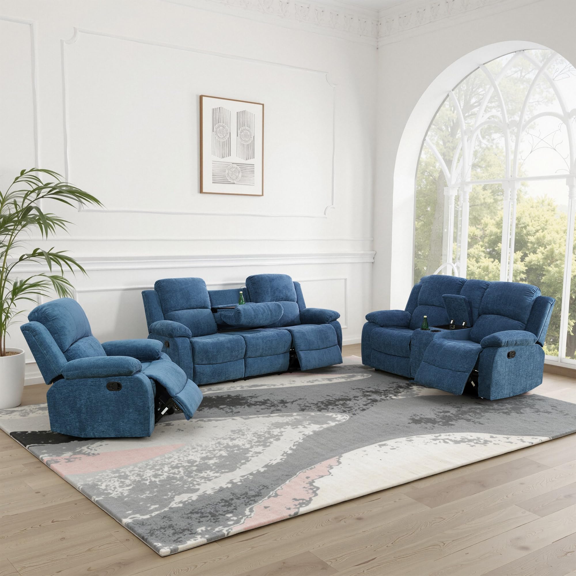 Amazon.com: Plithzy Manual Recliner Sofa Set for Living Room, 3