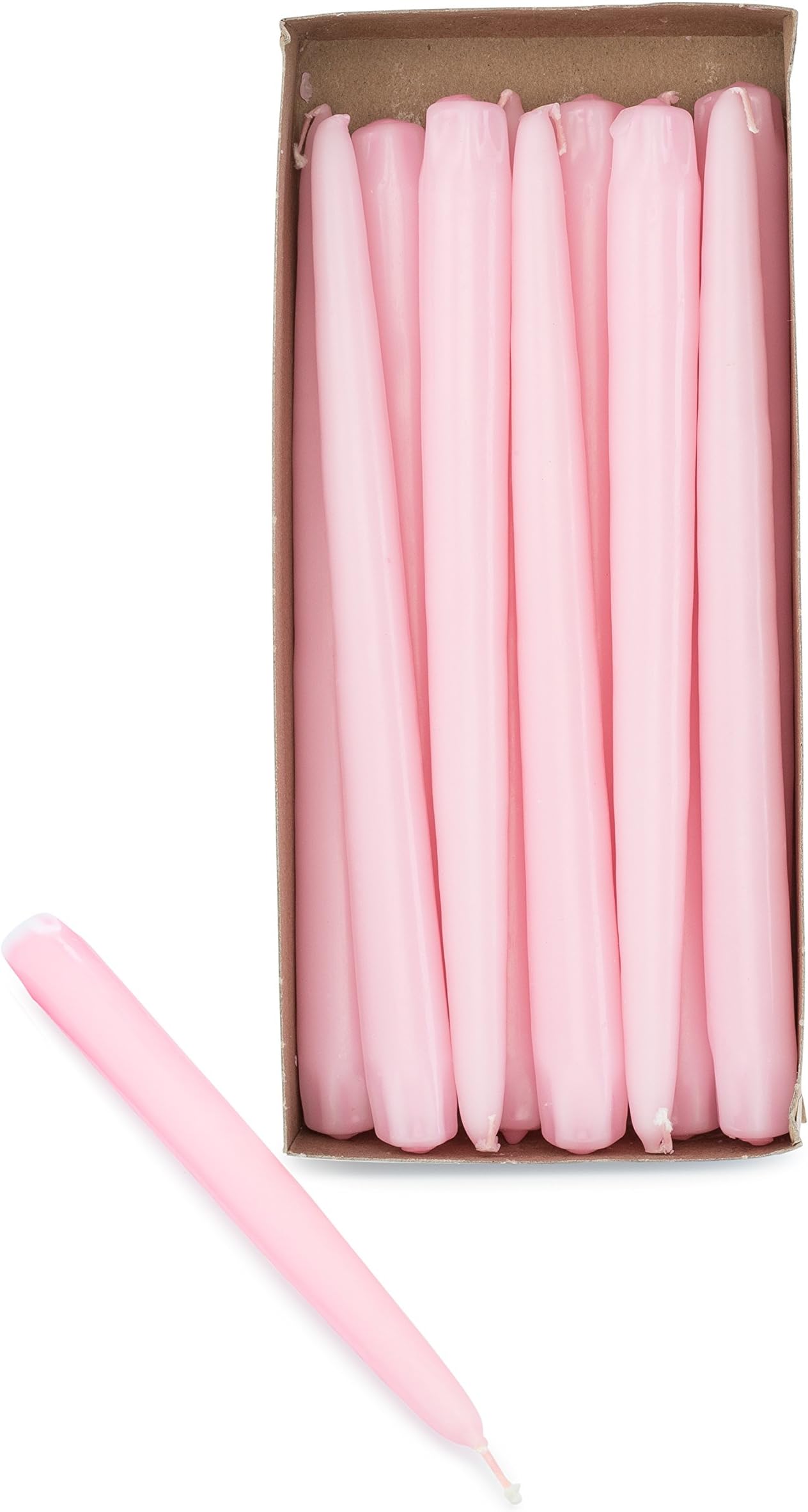 Dashington 10" Pink Taper Candles, Pack of 12, Made in USA