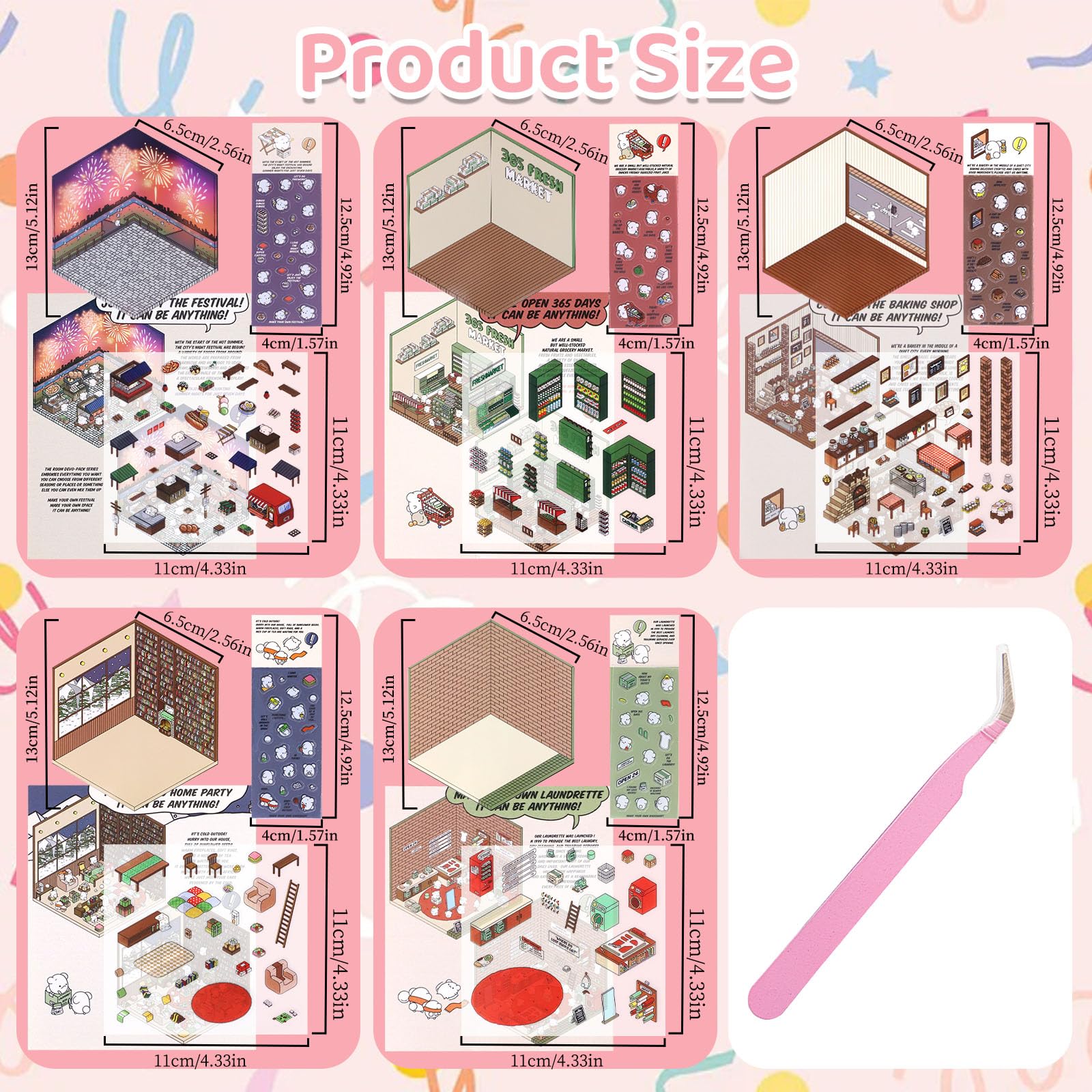 DOINEUFL 5 Sets 3D Sticker Scene, 3D House Sticker Set, Sticker Therapy 3D Stickers - Image 3
