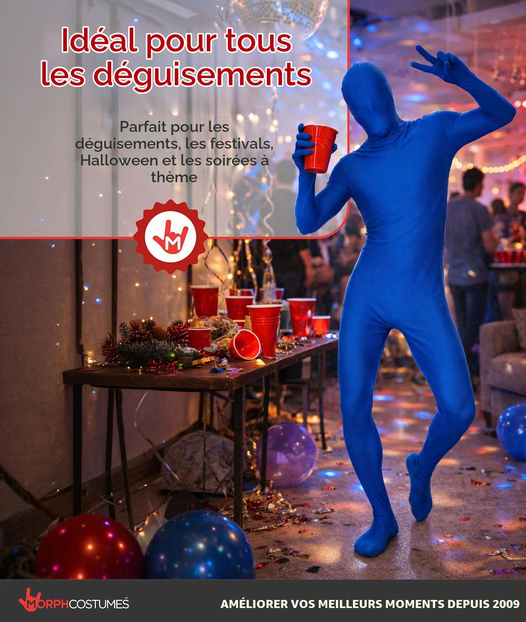Morphsuits Deguisement Seconde Peau, Combinaison Homme, Deguisement Monochrome, Déguisement Intégral, Zentai Adulte, Costume Halloween Adulte