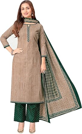ladyline Womens Pure Cotton Black & White Printed Kurta Pants Set with Dupatta | Ethnic Salwar Kameez Casual Evening Wear