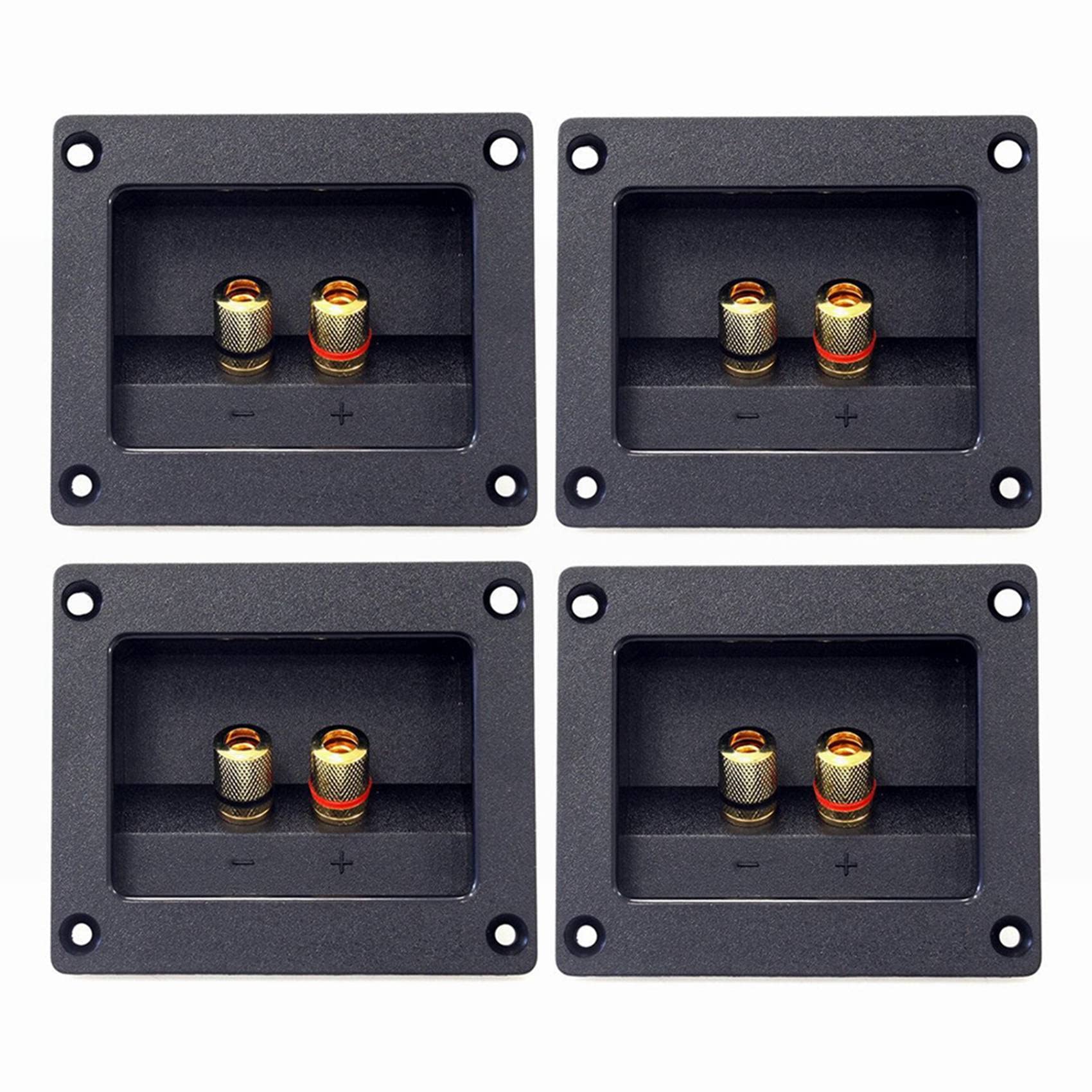 Jnchdghwa Black 4Pcs Diy Home Car Stereo 2-Way Speaker Box Terminal Round Square Spring Cup Connector Binding Post 93X80mm