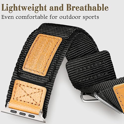 Miniatura 2 de Correa ancha de nailon compatible con Apple Watch Band de 1.929 in 1.772 in 1.732 in 1.654 in, pulsera deportiva transpirable para exteriores con 3