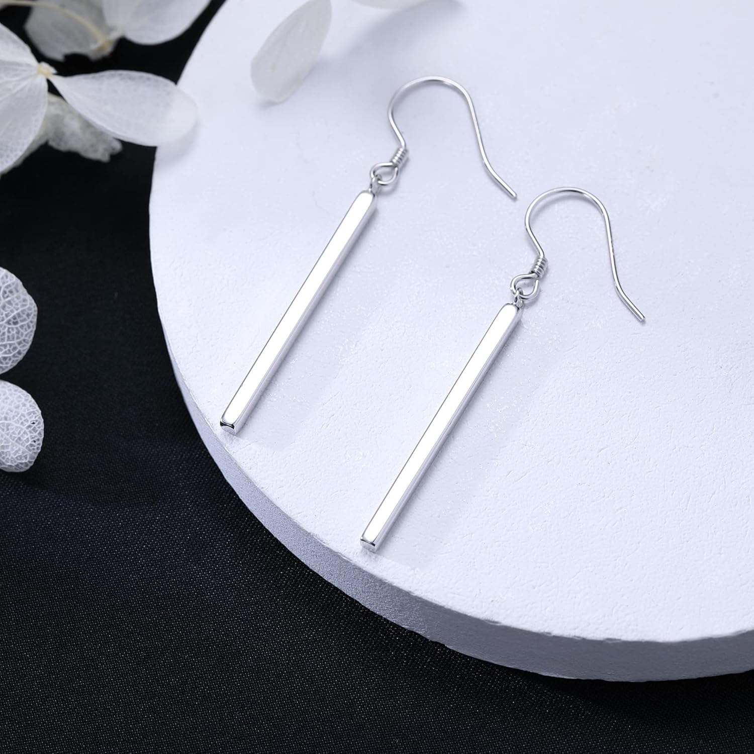 SLUYNZ Solid 925 Sterling Silver Minimalist 2CM/3CM Bar Drop Earrings for Women Teens Vertical Bar Dangle Earrings - Image 6