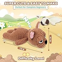 Vista 27 de Auspicious beginning Kit de ganchillo para principiantes, kits de ganchillo de 4 piezas, kits de animales de ganchillo familiares con tutoriales