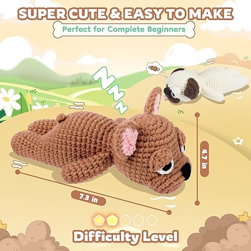 Miniatura 27 de Auspicious beginning Kit de ganchillo para principiantes, kits de ganchillo de 4 piezas, kits de animales de ganchillo familiares con tutoriales