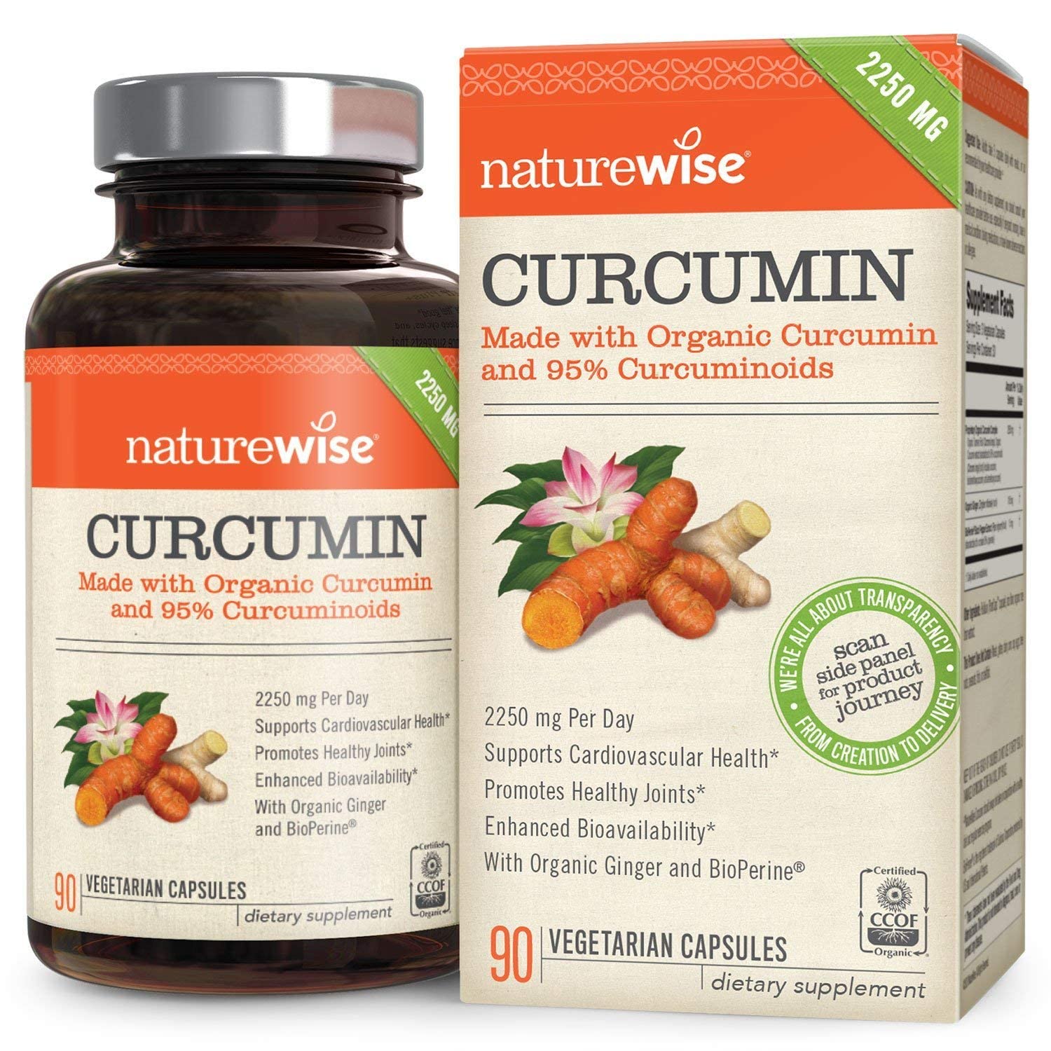 NatureWise Curcumin Turmeric, 1650mg with 95% Curcuminoids & BioPerine Black Pepper Extract
