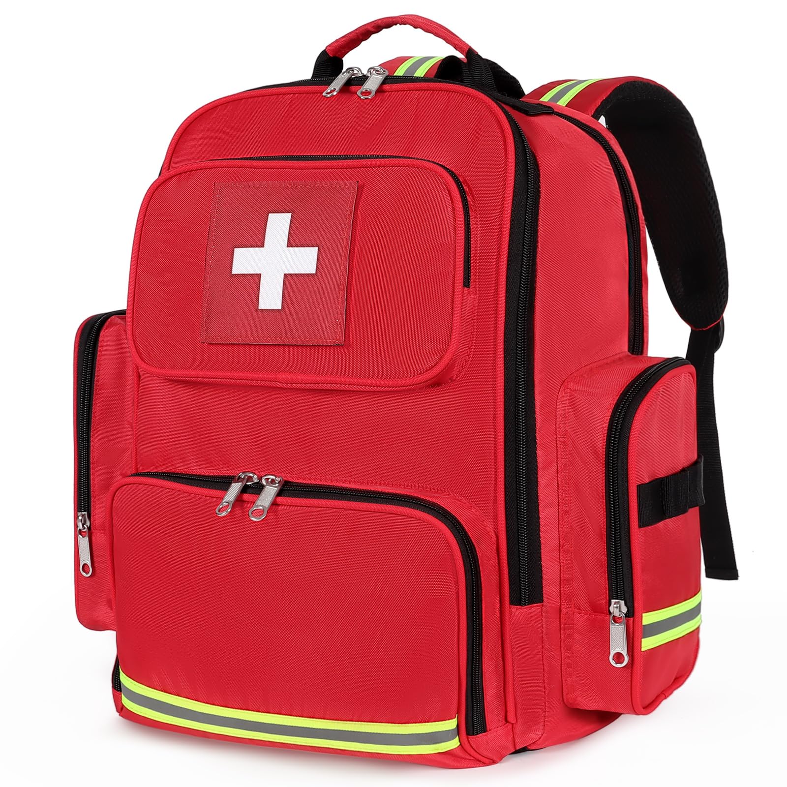 Gatycallaty First Aid Backpack Medical Emt First Responder Bag Empty Ems Emergency Home Health Hiking Trauma Travel Camping (Red, Large)