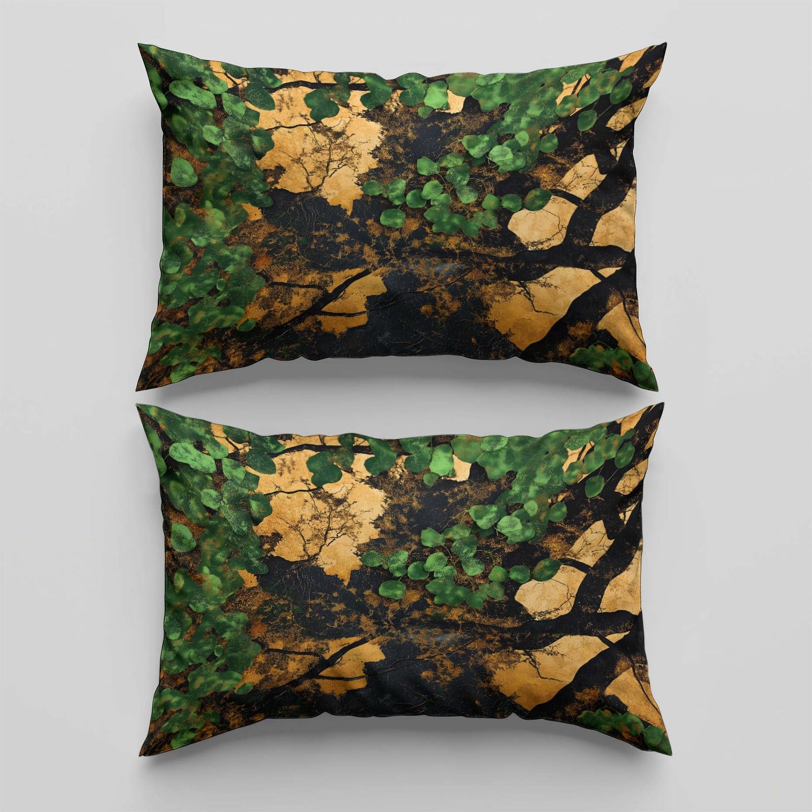 Komplet pościeli 240 x 220 cm liście moro pnącza poszwa na kołdrę z mikrofibry 2 osoby dla dzieci nastolatka dziewczyna, ciemnozielona, poszwa na kołdrę i 2 poszewki na poduszki 65 x 65 cm
